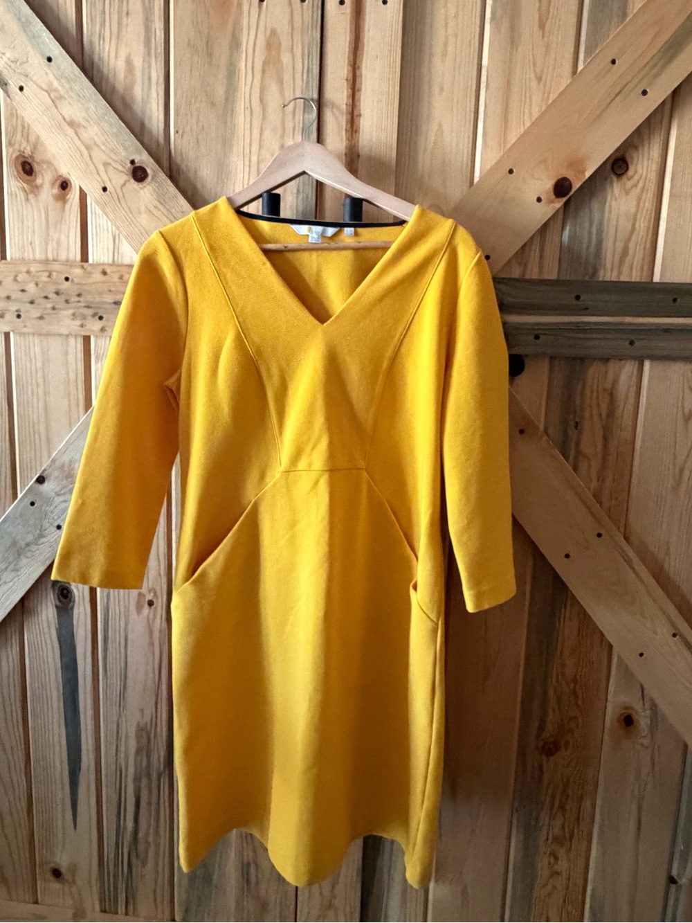 Boden Sunny Yellow V-Neck Long Sleeve Dress